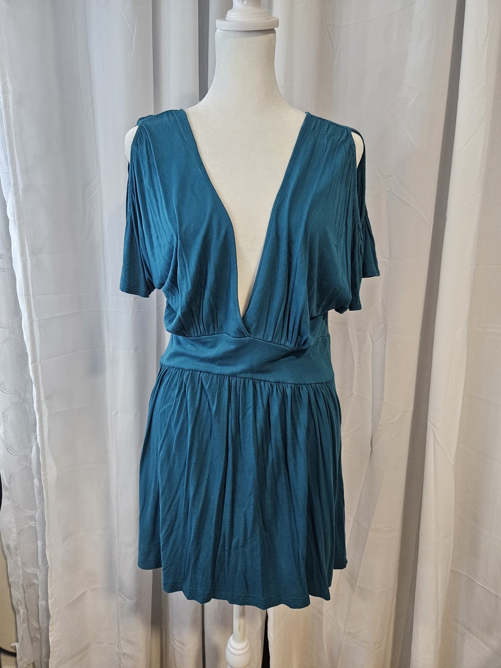 🩵 Maitai Teal Plunging V-Neck Empire Top - Size 2X
